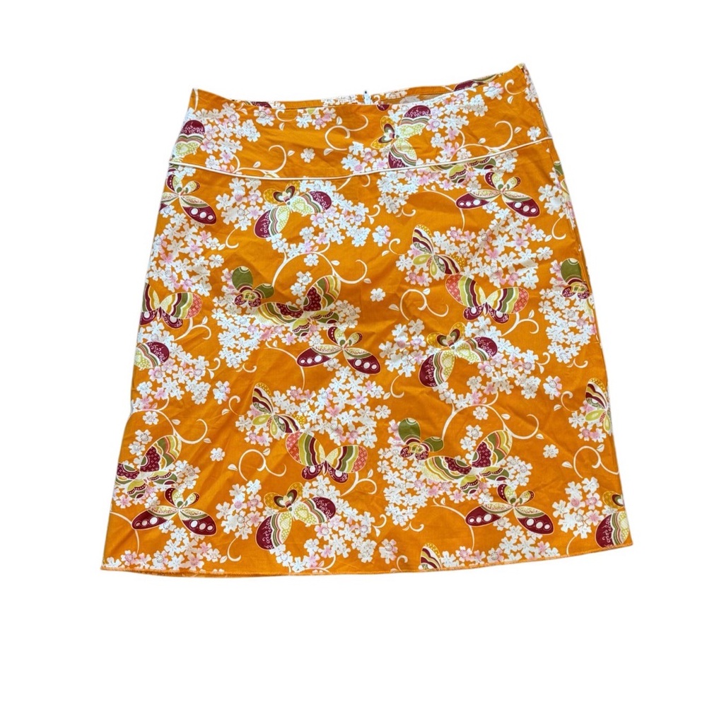 Heart Soul Size 7 Orange Floral A Line Mini Skirt
